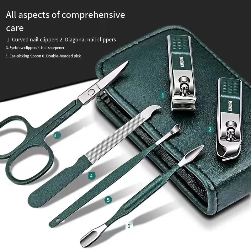 Nail Scissors Set Household High End Mens And Womens Special Nail Clippers Manicure Beauty Tools 6 Piece Portable Household - Tasawoq