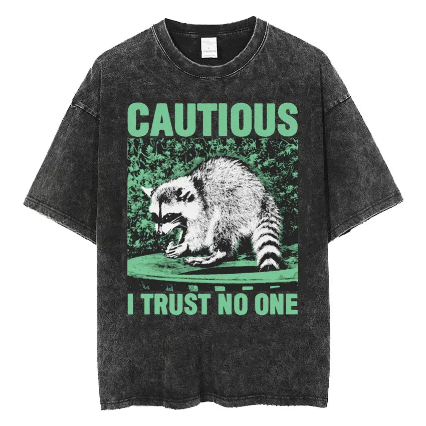The Horrors Are Never Ending Yet I Remain Silly T-shirt Funny Japanese Style Frog Retro Washed T Shirt Men's Oversized Tees Tops - Tasawoq