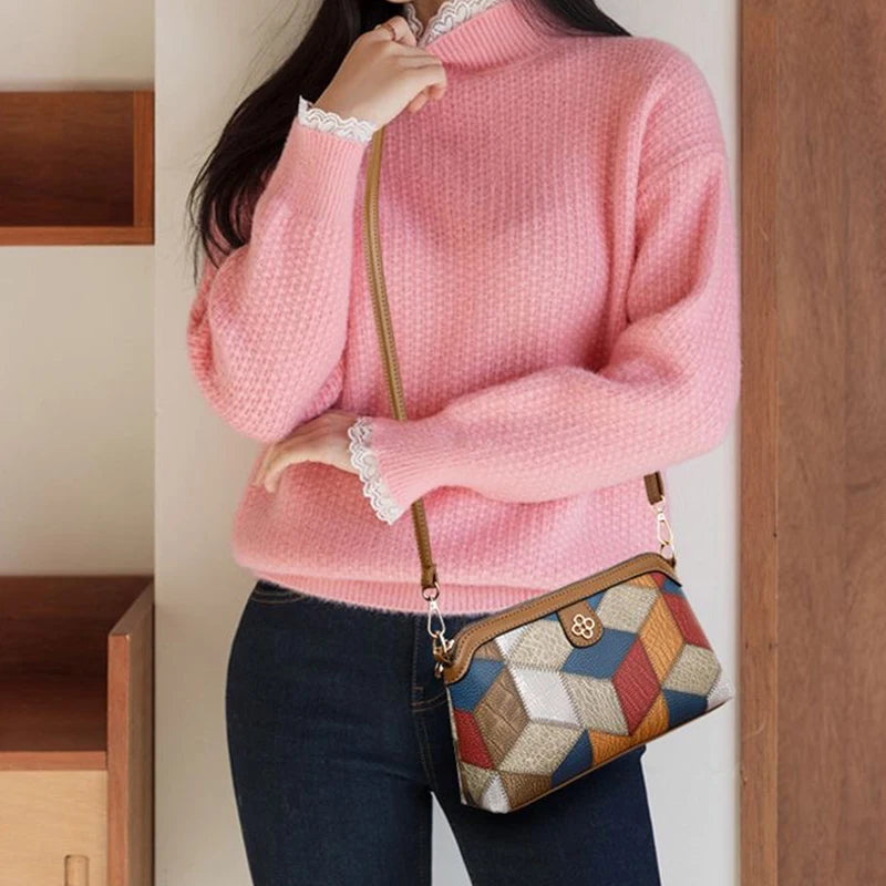 Neutral style backpack for men and women, cross-body bag, small-sized ethnic single shoulder bag, color combination - Tasawoq