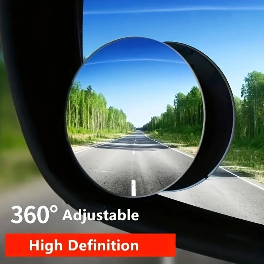 2pcs Fitted Car Blind Spot 360 Degree Swivel Rimless Reversing Aid Mirror
