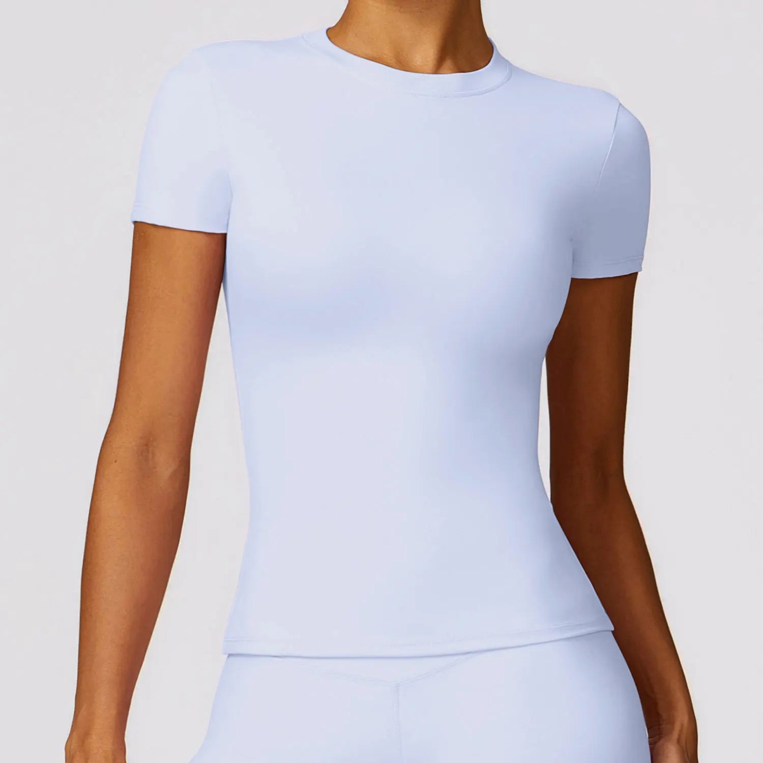 NCLAGEN Women Running Sports T Shirt Summer Short Sleeve Round Neck Breathable Stretchy GYM Yoga Slim Fitness Active Top Tee - Tasawoq