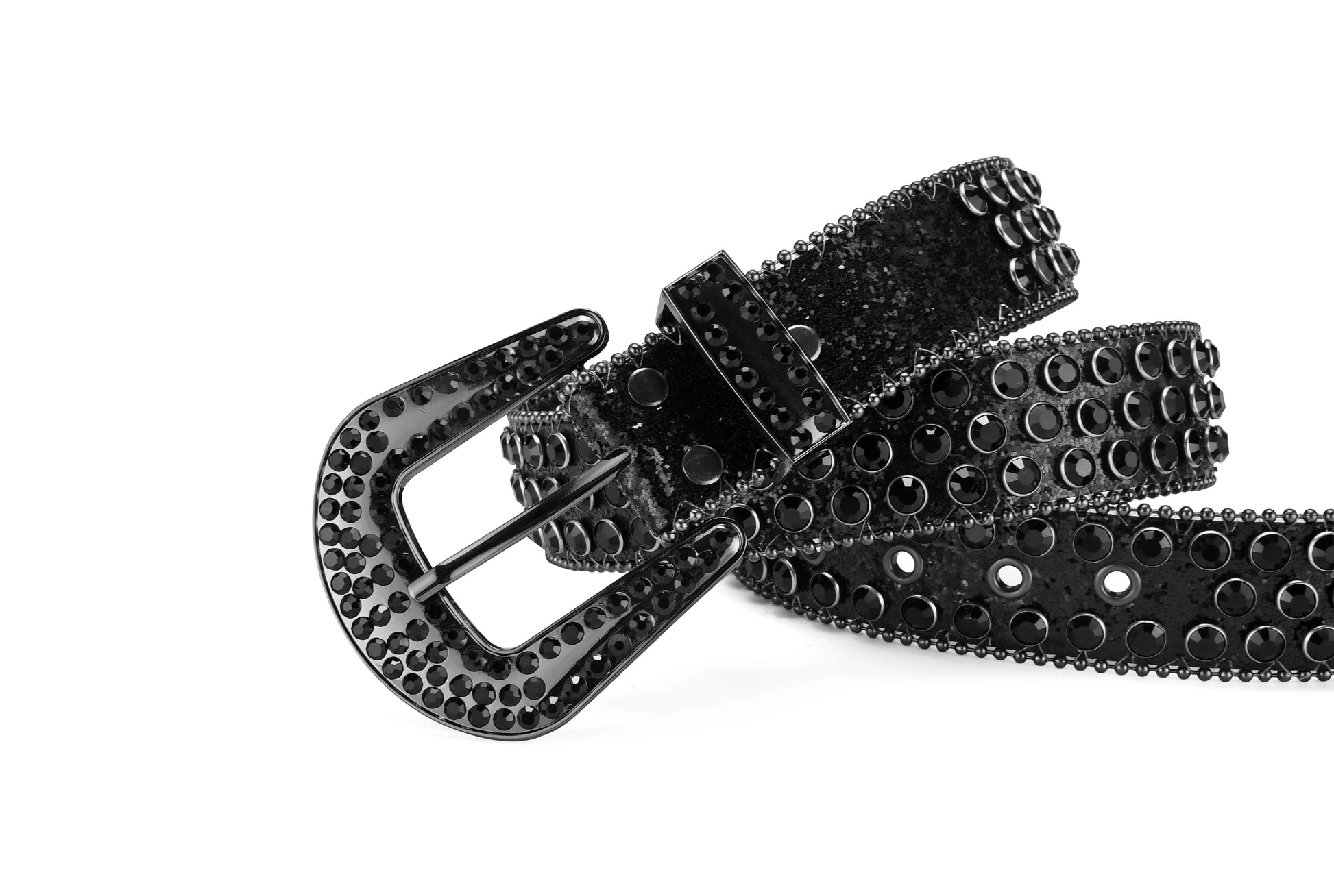 Men's Jeans Rhinestone Large Size Belt Women's Belt Western Denim Shiny Rivet Design Leather HipHop Punk Rock Y2K Style Belt - Tasawoq