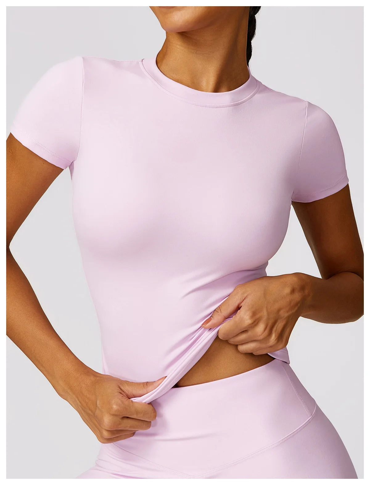 NCLAGEN Women Running Sports T Shirt Summer Short Sleeve Round Neck Breathable Stretchy GYM Yoga Slim Fitness Active Top Tee - Tasawoq