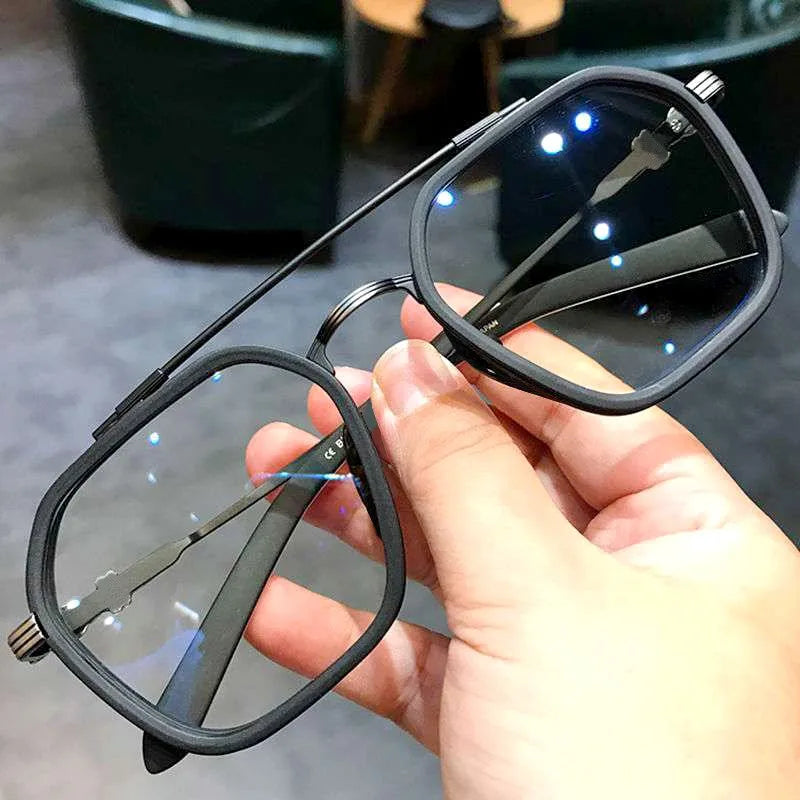 2024 New Fashion Men Sunglasses Oversized Frame Women Anti-blue Light Transparent Glasses UV400 Eyewear Flat Mirror Eyeglass - Tasawoq