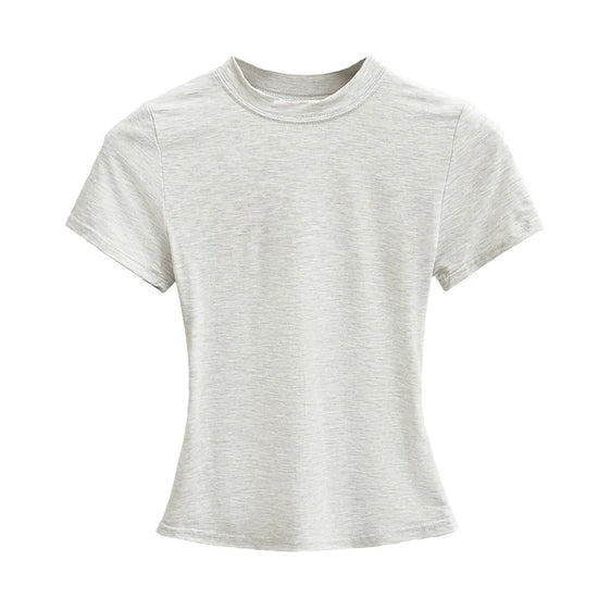 2024 New High Quality Casual T shirt Sexy Slim Short Sleeves Fashion Trend Solid Women Clothing y2k Tops - Tasawoq