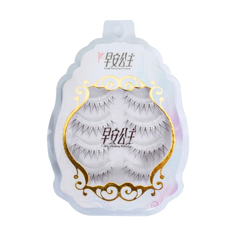 4pairs Natural False Eyelashes Thin Band Hand Made Short Lighter Eyelash Cosplay Korean Fashion Wispy Extension Makeup Tools - Tasawoq