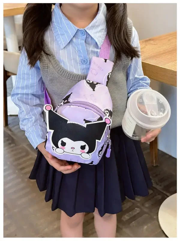 Kawaii Sanrio Hello Kitty Chest Bag Crossbody Bags Kuromi My Melody Cinnamoroll Messenger Shoulder Handbag for Women Toys Girls - Tasawoq