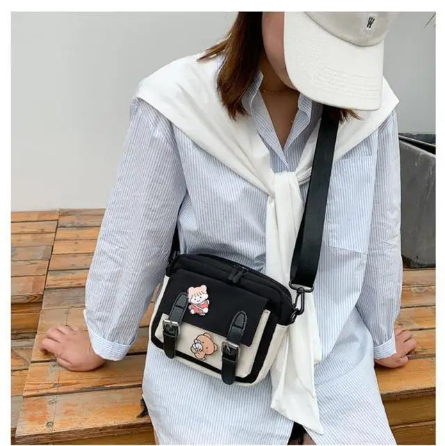 Korean Style Canvas Shoulder Bag For Women New Fashion Female Crossbody - Tasawoq