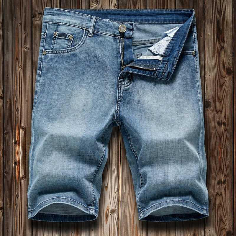 Summer Shorts Jeans Men Denim Pants Stretch Dark Blue Fashion Design Men's Jeans Slim Straight Male Short Jeans Hombre - Tasawoq