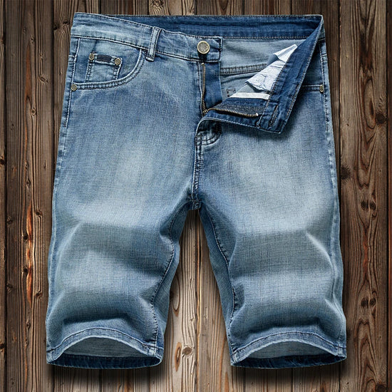 Summer Shorts Jeans Men Denim Pants Stretch Dark Blue Fashion Design Men's Jeans Slim Straight Male Short Jeans Hombre - Tasawoq