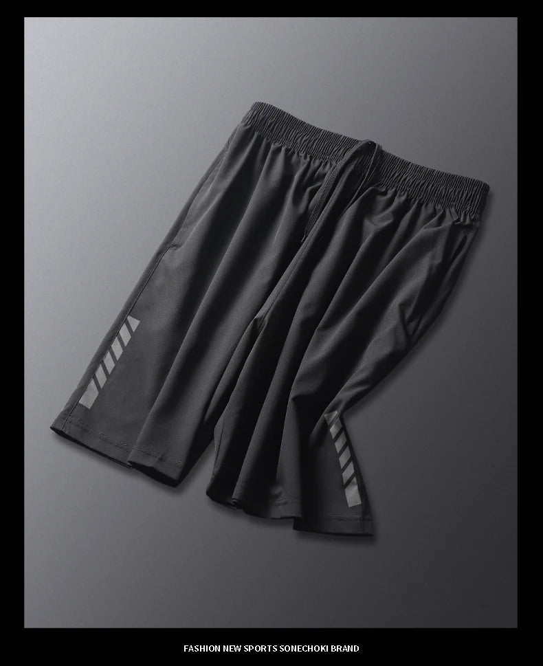 SONECHOKI Running Shorts Men Striped Printing Loose Basketball Sport Gym Breathable Shorts Fitness Training Workout Bottom Male - Tasawoq