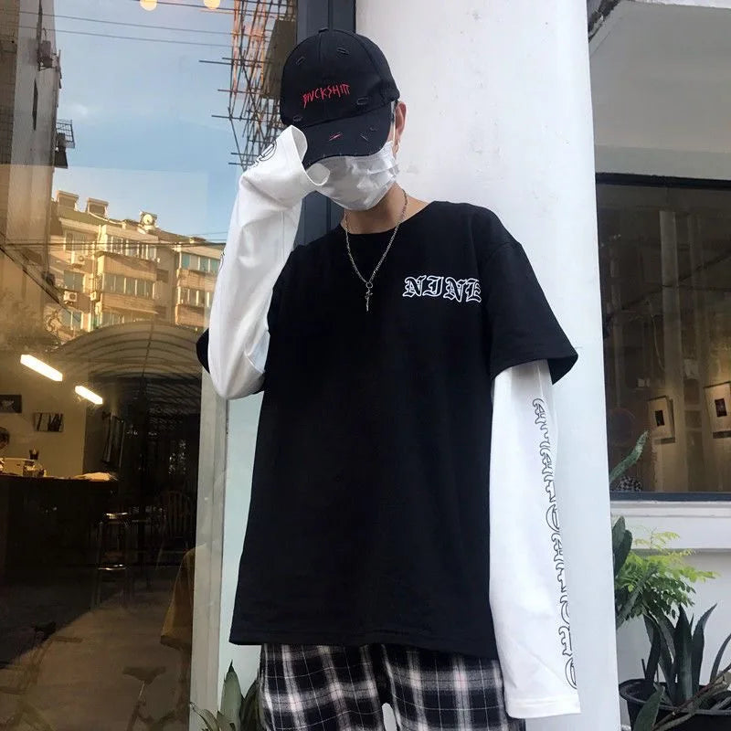 Men T Shirts autumn men Clothes anime casual Long Sleeved Oversized Y2K T-Shirt Harajuku Streetwear Academia Hip Hop tee tops - Tasawoq