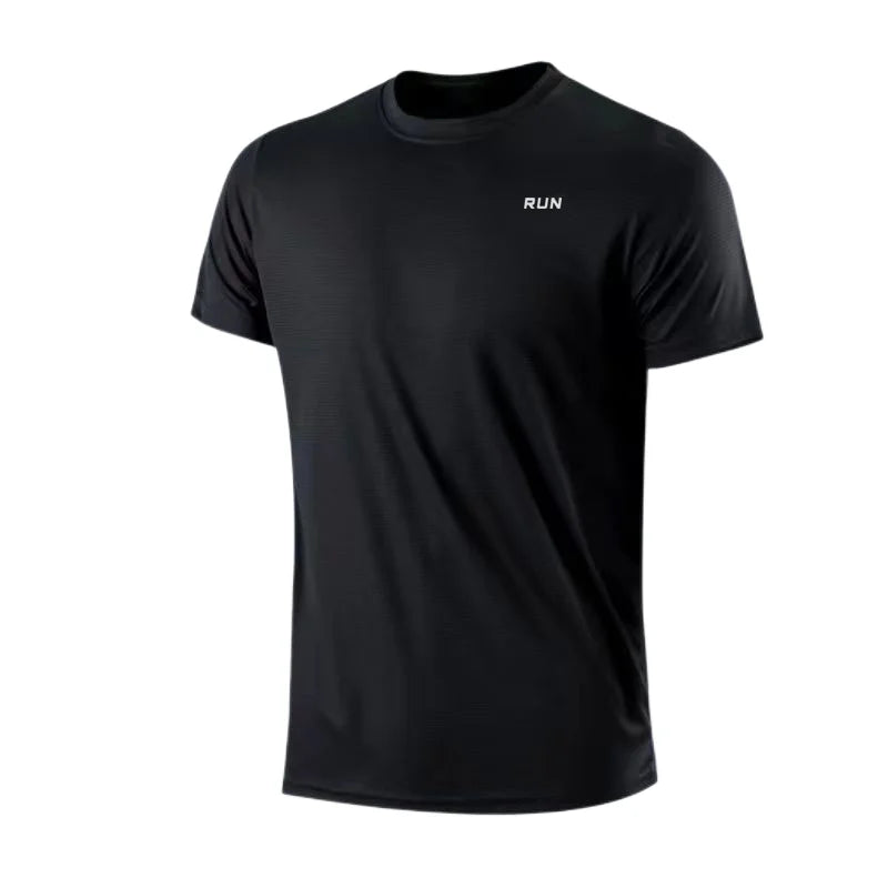 Men's Quick Dry Short Sleeve Gym Running Moisture Wicking Round Neck T-Shirt Training Exercise Gym Sport Shirt Tops Lightweight - Tasawoq