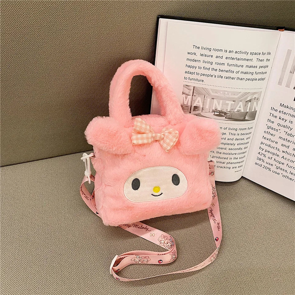 Sanrio Bag Kawaii Kuromi Cinnamoroll My Melody Cartoon Anime Plush Handbag Cosmetic Bag Travel Storage Bag Women Girl Gifts - Tasawoq