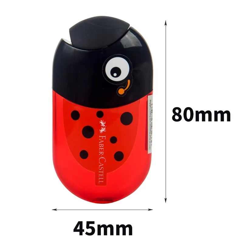 1Pc Faber Castell Double Hole Pencil Sharpener with Eraser Ladybug / Fish / Eagle Cute Stationery Back To School