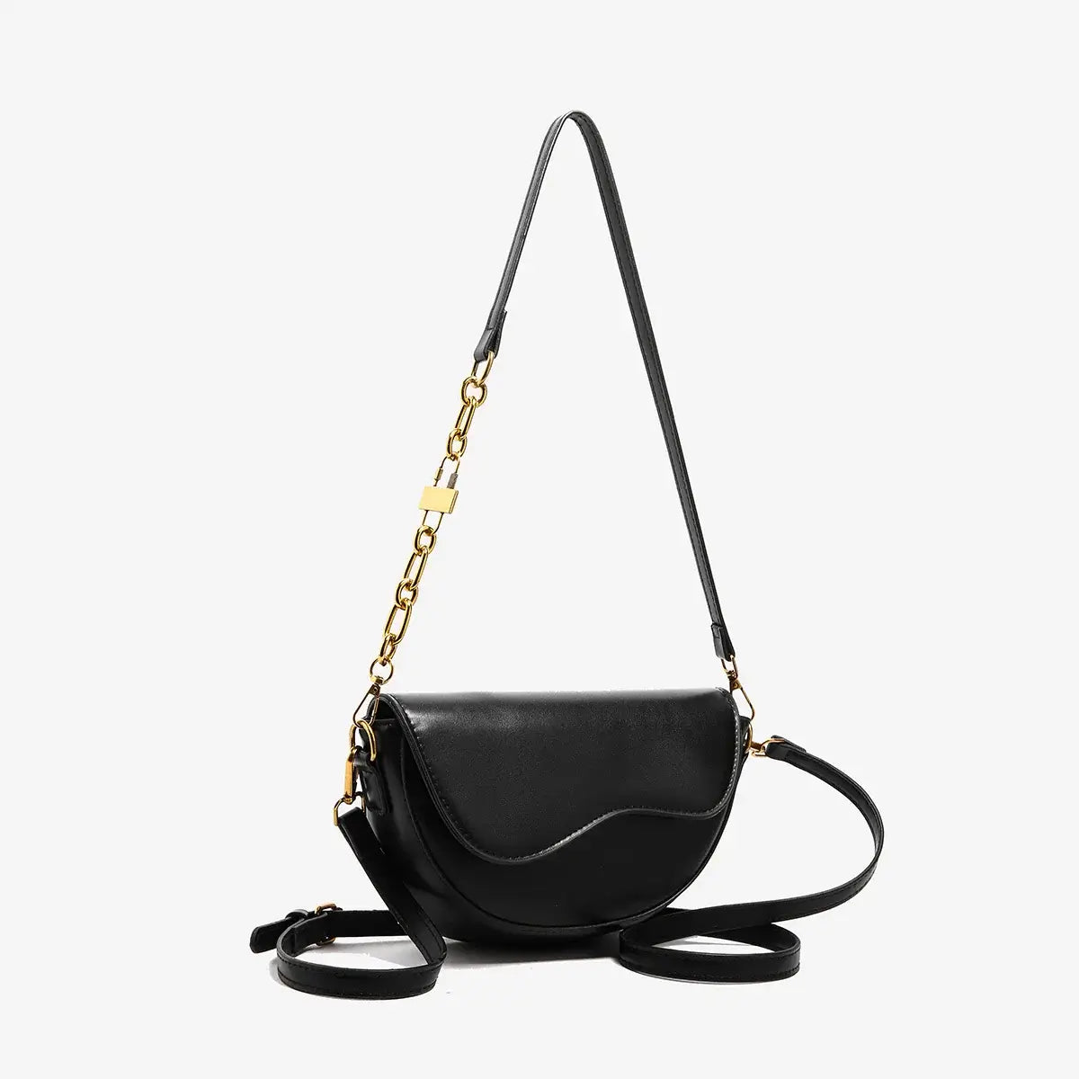 Small Leather Saddle Armpit Bags for Women Summer Chain Shoulder Crossbody Bag Ladies Vintage Underarm Handbags Woman bolsa - Tasawoq