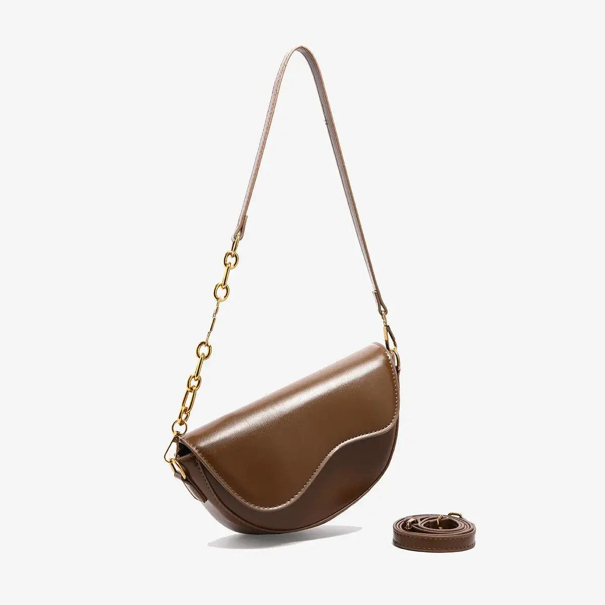 Small Leather Saddle Armpit Bags for Women Summer Chain Shoulder Crossbody Bag Ladies Vintage Underarm Handbags Woman bolsa - Tasawoq