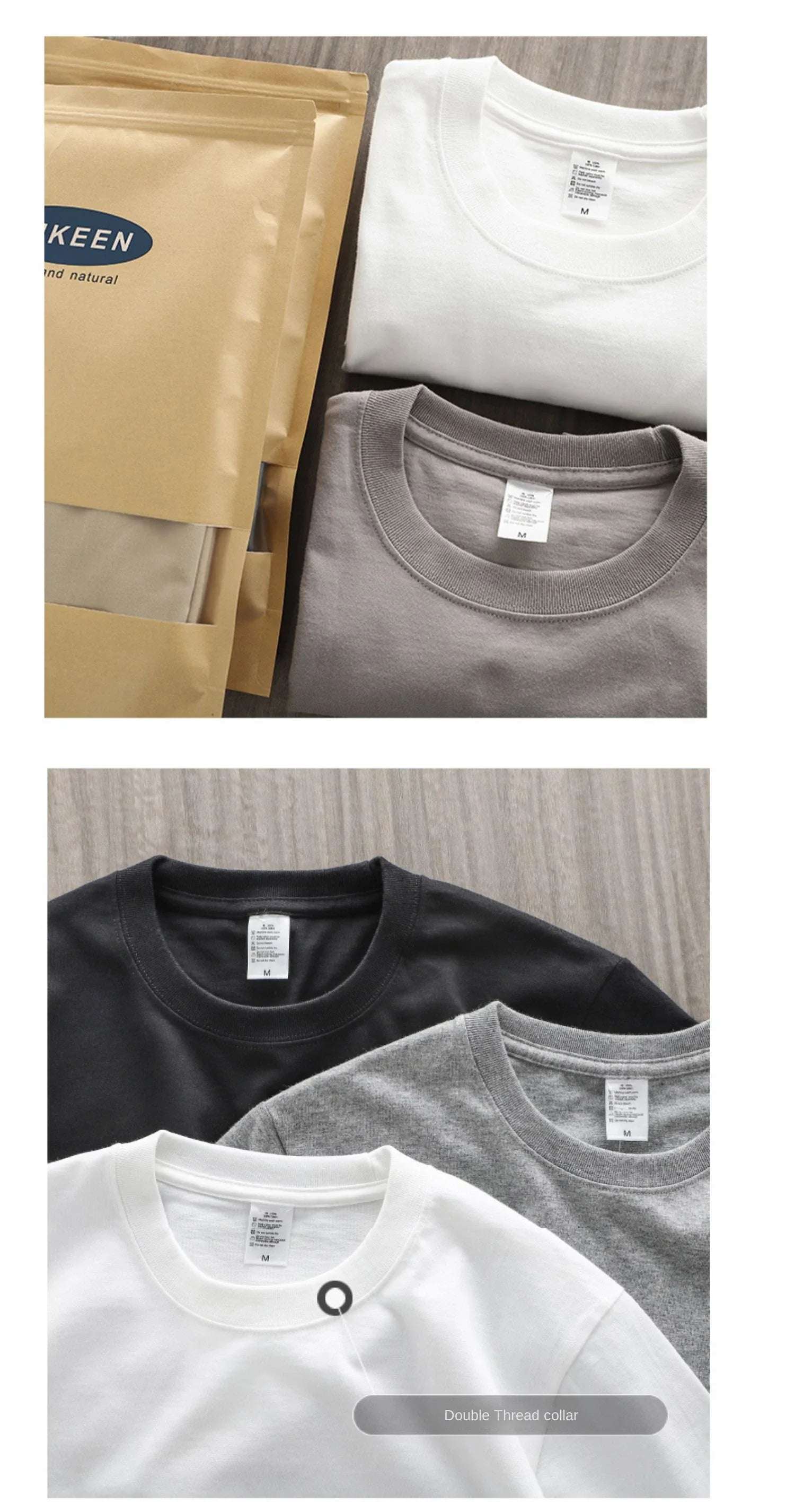 Dukeen 280gsm Oversized Heavy T-Shirt for Men Summer Short Sleeve Tee Cotton Solid Color Top Casual T Shirts One Piece - Tasawoq