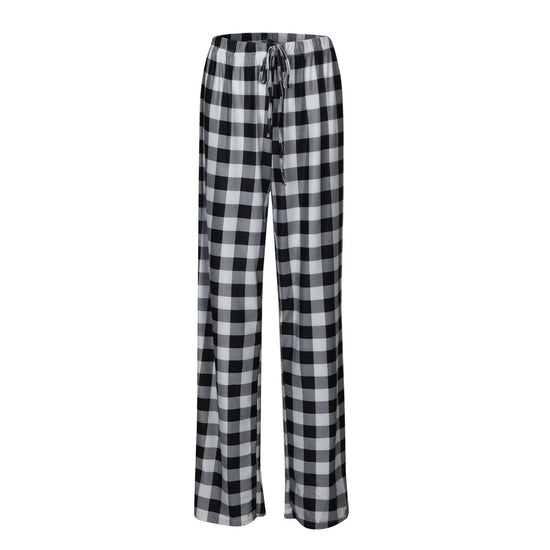 Women Christmas Pajama pants Autumn Winter Plaid Printed Pants Fashion Casual Wide Leg Pants Clothing Streetwear - Tasawoq