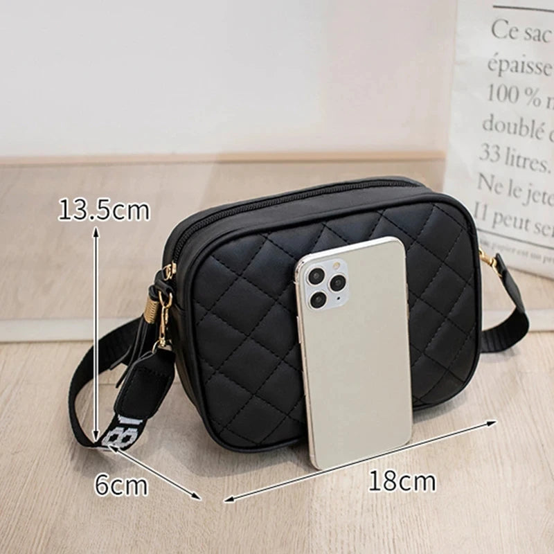 Fashion Hit Color Shoulder Bags for Women Female PU Leather Crossbody Messenger Bags Small Handbag Wide Strap Purse - Tasawoq