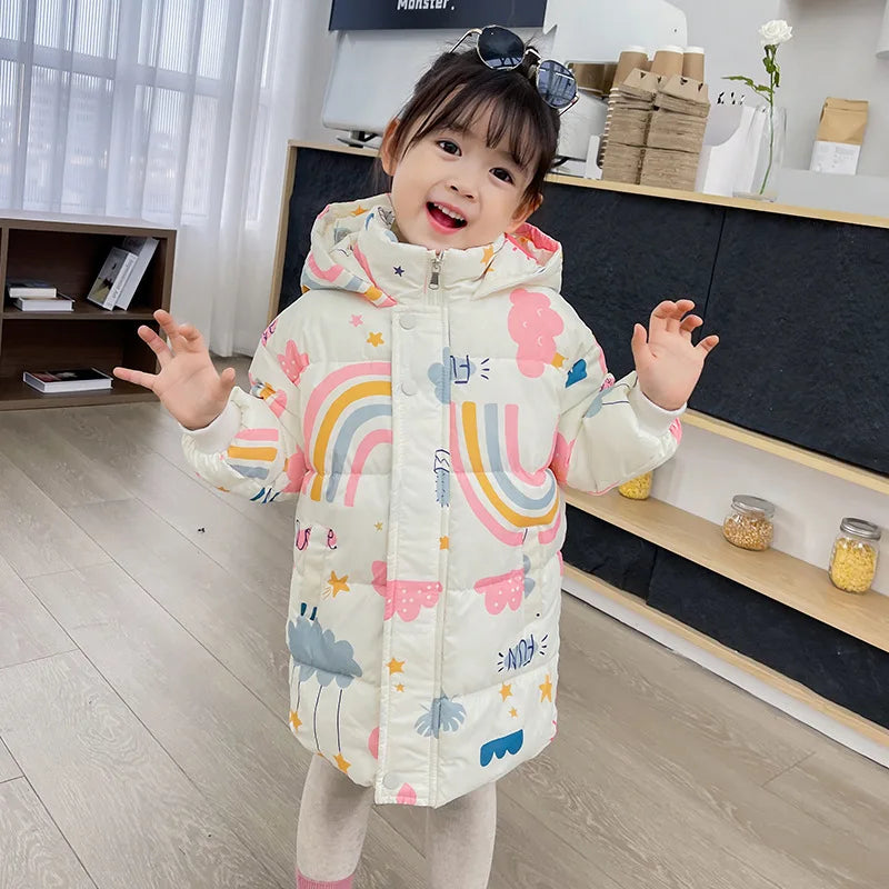 New Girls Boys Down Jacket Winter Coats Children Clothes Hooded Windbreaker Coat For Kids 2-7 Years Cotton Warm Outerwear - Tasawoq