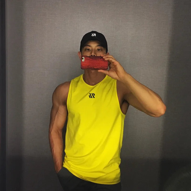 Men's tank top Summer thin running exercise fitness training vest for men Loose breathable mesh quick drying T-shirt for men - Tasawoq