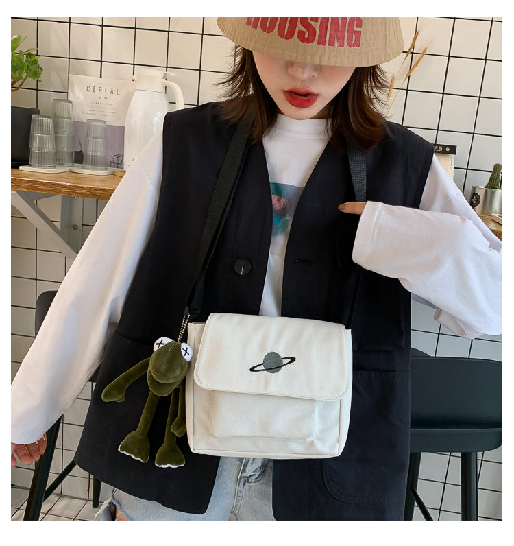 Casual Collage Student Messenger Bag Women Small Bag Canvas Shoulder Bag For Women Print Crossbody Bags Bolsas Sac - Tasawoq