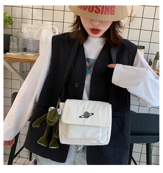 Casual Collage Student Messenger Bag Women Small Bag Canvas Shoulder Bag For Women Print Crossbody Bags Bolsas Sac - Tasawoq
