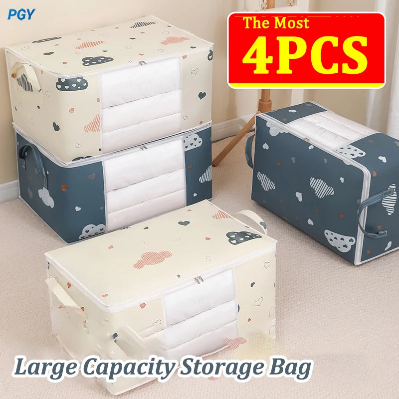 Quilt Clothes Big Capacity Storage Bag Quilt Bedding Storage Closet Organizer Wardrobe Organizer Blanket Sorting Bags Dust-proof - Tasawoq