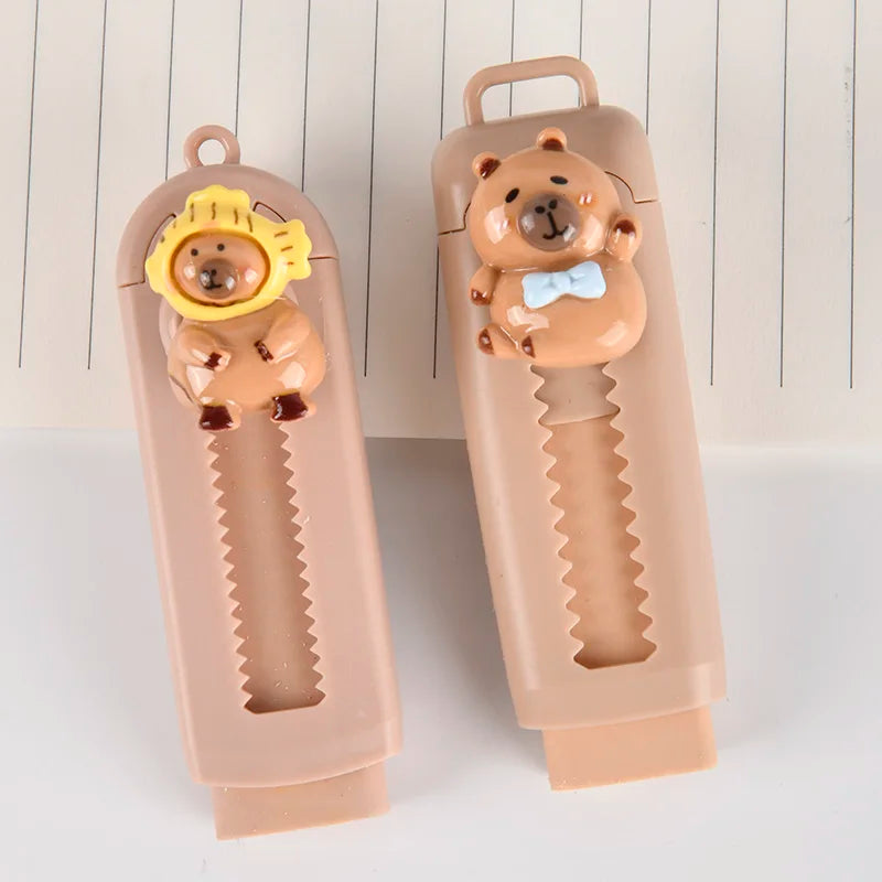 Kawaii Capybara Retractable Rubber Eraser Random Color Cute Korean Stationery School Office Supplies For Back To School