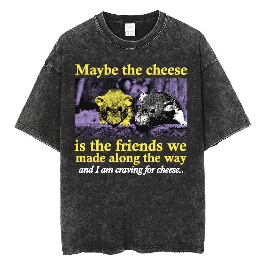 The Horrors Are Never Ending Yet I Remain Silly T-shirt Funny Japanese Style Frog Retro Washed T Shirt Men's Oversized Tees Tops - Tasawoq