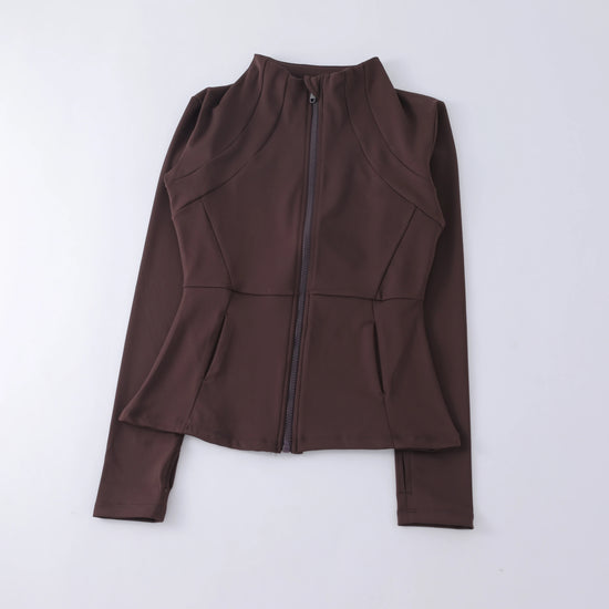 New yoga wear ladies coat round high elastic loose exercise yoga fitness long sleeve stand-up collar yoga tops - Tasawoq