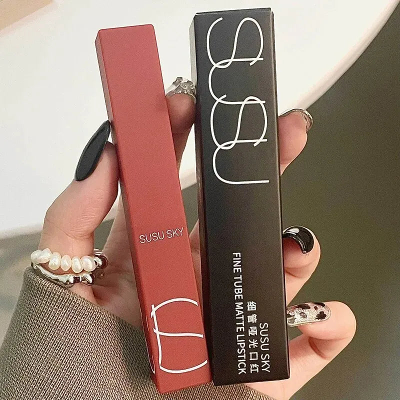 TX010Thin Tube Matte Lipstick, Waterproof and Sweatproof, Does Not Fade Or Remove Makeup, Can Be Used on Both Lips and Cheeks - Tasawoq