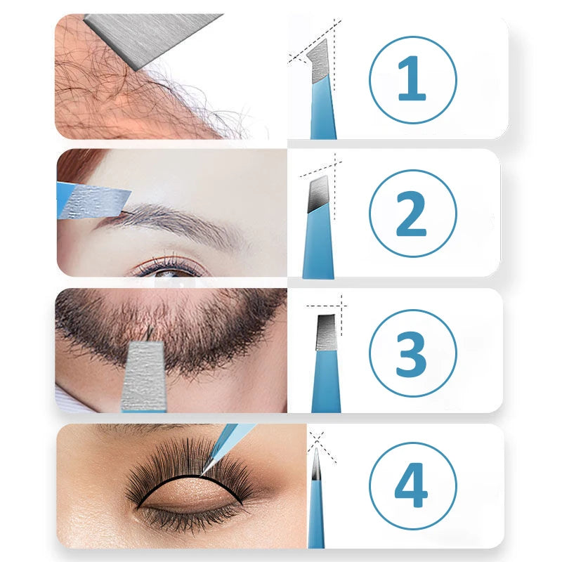 Colorful Eyebrow Tweezer Hair Beauty Fine Hairs Puller Stainless Steel Slanted Eye Brow Clips Removal Makeup Tools - Tasawoq