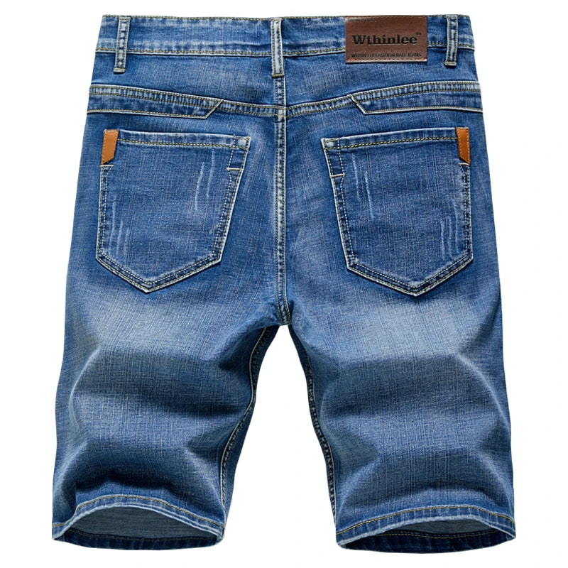 Summer Shorts Jeans Men Denim Pants Stretch Dark Blue Fashion Design Men's Jeans Slim Straight Male Short Jeans Hombre - Tasawoq