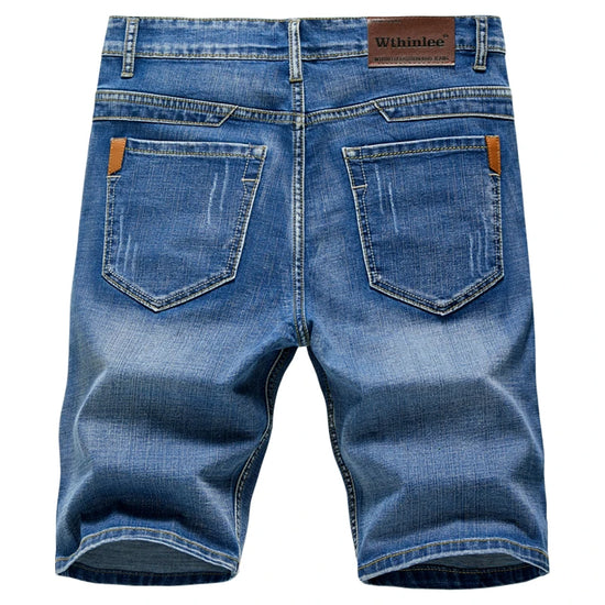 Summer Shorts Jeans Men Denim Pants Stretch Dark Blue Fashion Design Men's Jeans Slim Straight Male Short Jeans Hombre - Tasawoq