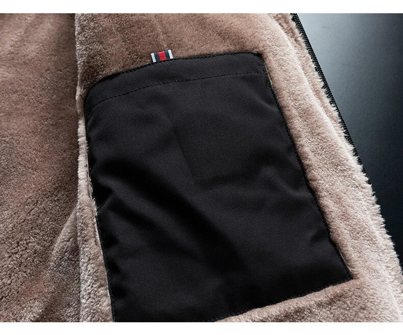 Men 2024 Winter Windproof Warm Thick Fleece Jacket Men Fashion Casual Coat Men Autumn Brand Outwear Outdoor Classic Jacket Men - Tasawoq