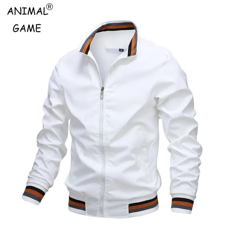 Autumn and Winter Men's Stand Collar Casual Zipper Jacket Outdoor Sports Coat Windbreaker Jacket for Men Waterproof Bomber - Tasawoq