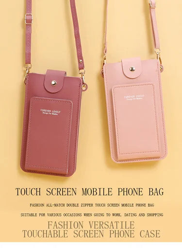 Women Bags Soft Leather Wallets Touch Screen Cell Phone Purse Crossbody Shoulder Strap Handbag for Female Cheap Women's Bags - Tasawoq