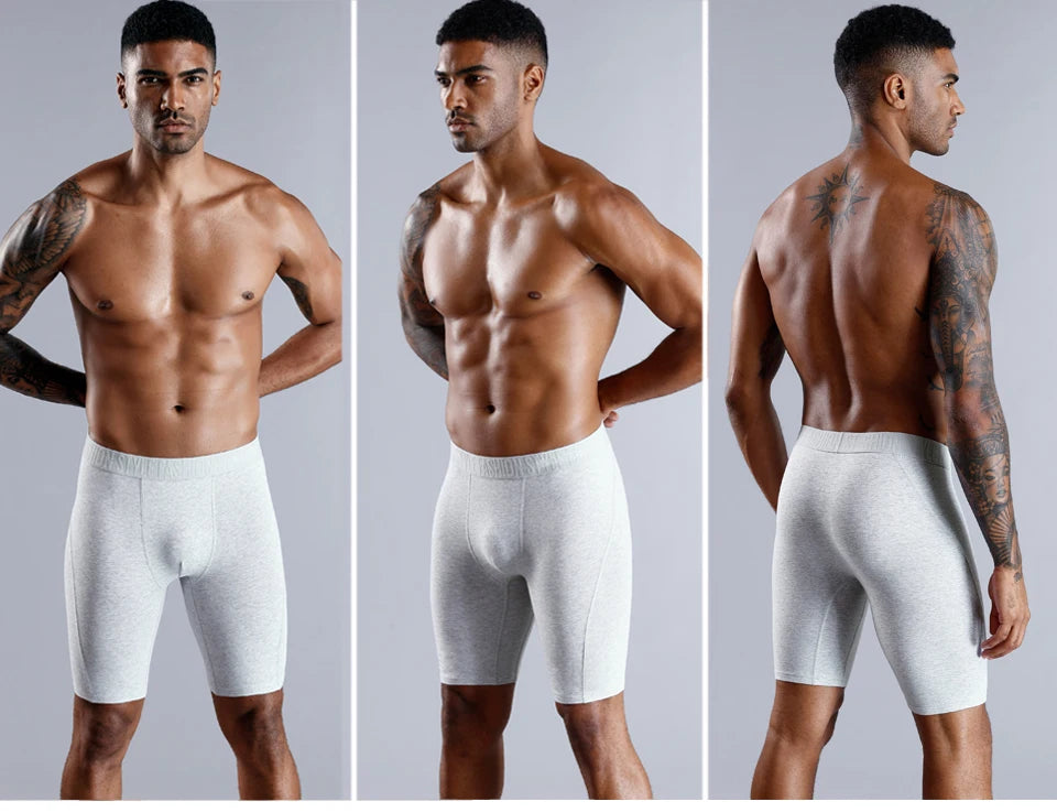 4pcs long boxers for men underwear plus size Men's panties sexy long leg underpants cotton Mens boxer shorts fashion male Trunk - Tasawoq