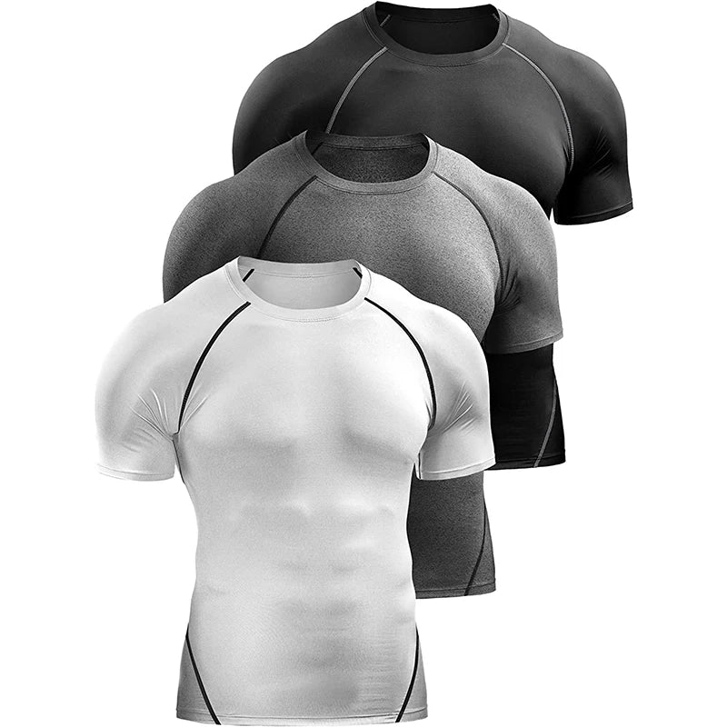 2024 Compression T Shirt Men Summer Sportswear Running T-shirt Elastic Quick Dry Sport Tops Tee Athletic Gym Workout Shirts Men - Tasawoq