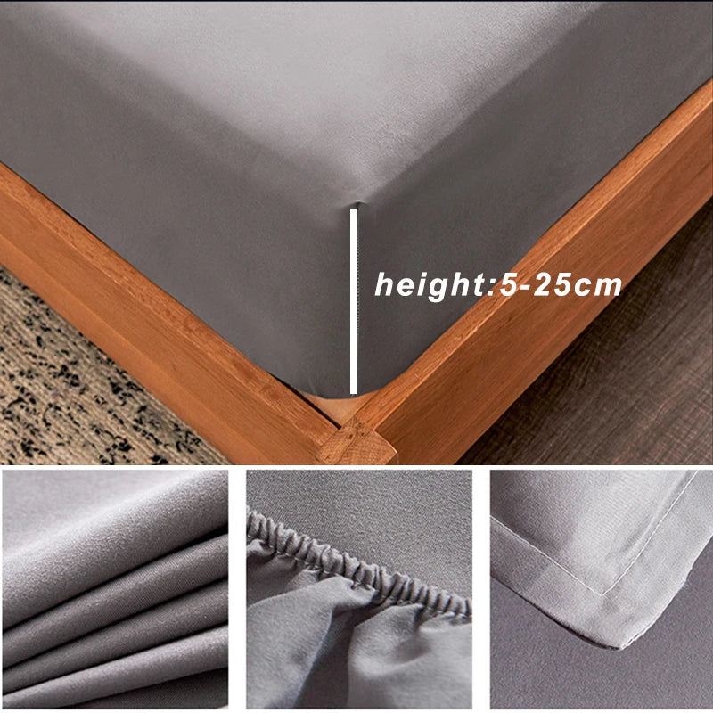 Cotton Fitted Sheet with Elastic Bands Non Slip Adjustable Mattress Covers for Single Double King Queen Bed,140/160/200cm - Tasawoq