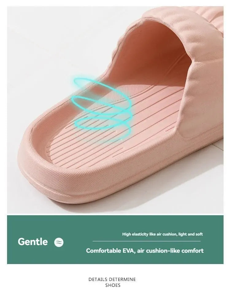 Soft Bottom Slippers for Women Home Bathroom Home Bath Non-slip Couple Summer Sandals for Men Summer Wear Comfortable - Tasawoq