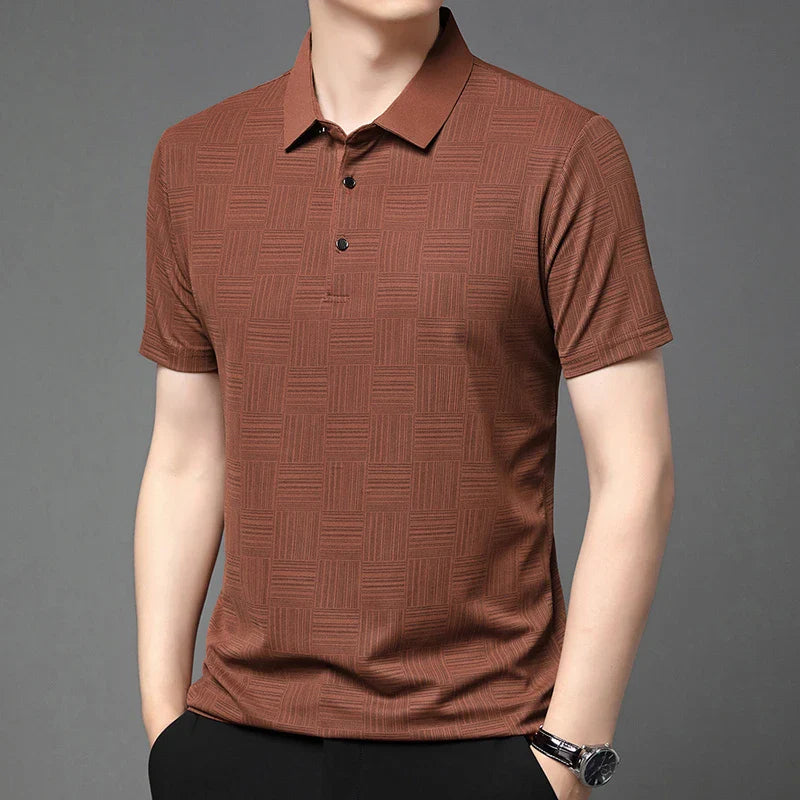 2024 Men's New Printed Business Casual Short sleeved POLO Shirt Fashion Short sleeved Comfortable and Breathable Top - Tasawoq