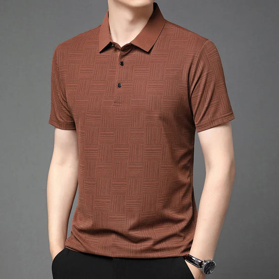 2024 Men's New Printed Business Casual Short sleeved POLO Shirt Fashion Short sleeved Comfortable and Breathable Top - Tasawoq