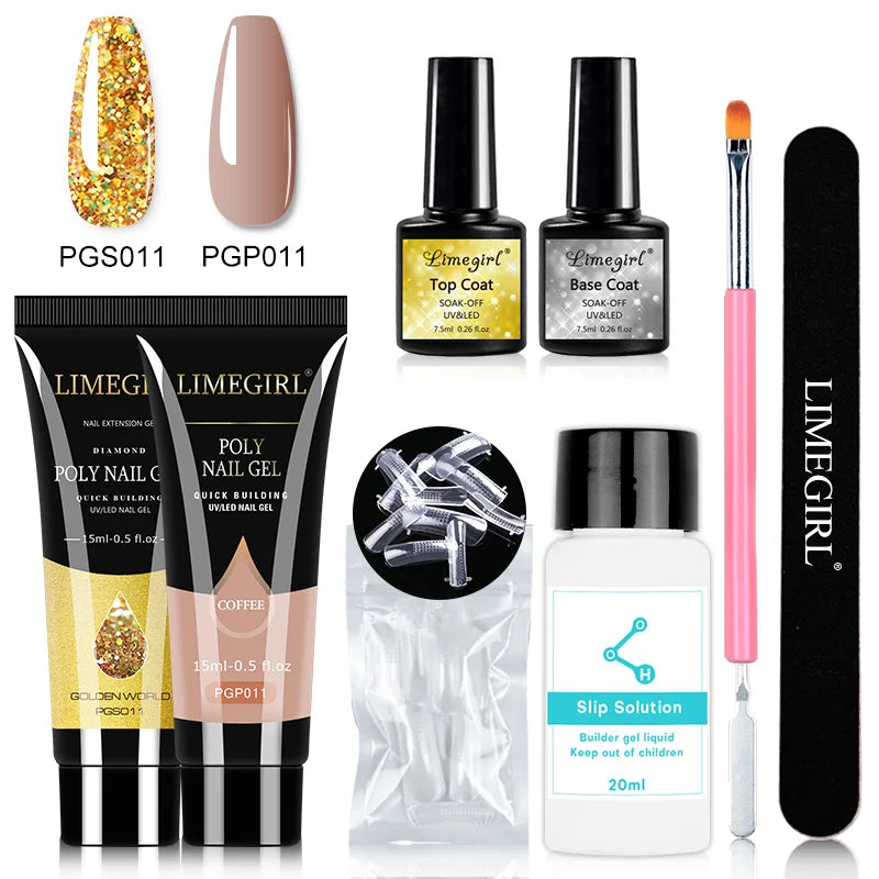 Nail Art Limegirl Kit Poly Nail Gel Extending Soaking Gel Kit Nail Art Acrylic Gel Varnish Kit For Novices Semi Permanent Gel So - Tasawoq