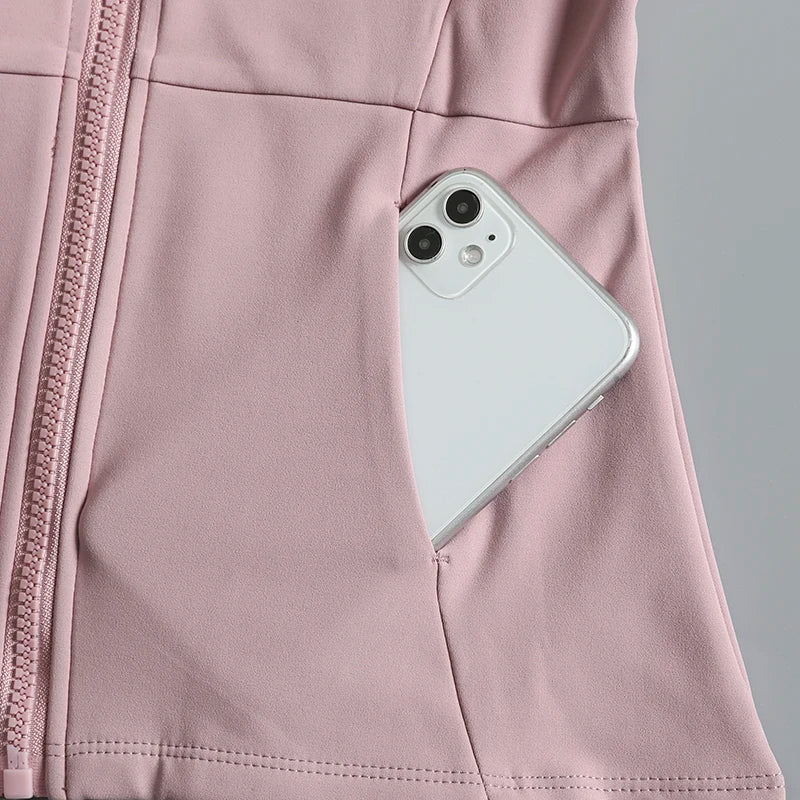 New yoga wear ladies coat round high elastic loose exercise yoga fitness long sleeve stand-up collar yoga tops - Tasawoq