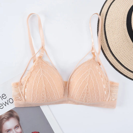 Floral Lace Bras for Women Sexy Lingerie Beauty Back Deep V Bralette Wire Free Thin Underwear Push Up Bra Female Brassiere - Tasawoq