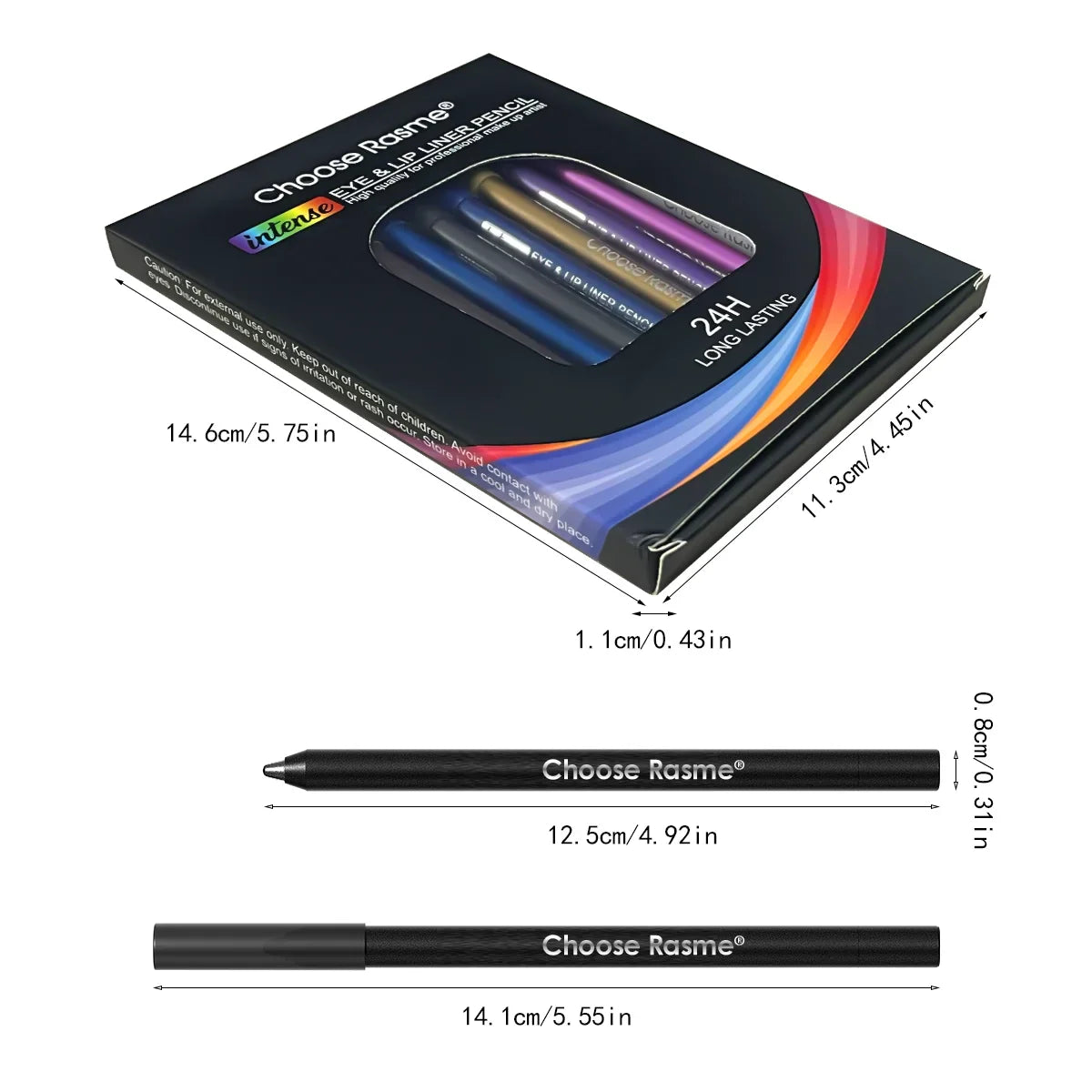 12 Colors Set Glitter & Shimmer Eyeliner Stick Pack - Long-Wearing Blue Tone Eyeliner Pencil with Smooth Application - Versatile - Tasawoq