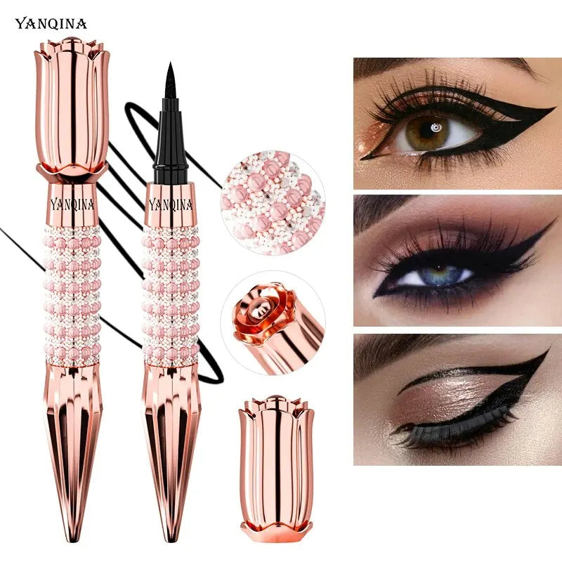 YANQINA Precision Liquid Eyeliner Pen - Long-lasting, Waterproof, Transfer-proof, Quick-Dry Black Eyeliner with Sparkling Design - Tasawoq